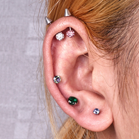 Piercing en Titane ASTM F136 G23 Plaqué Or/Argent avec Zircon, à Filetage Interne, pour Lèvre, Labret, Boucles d'Oreilles, Clous de Lèvre, Tragus
