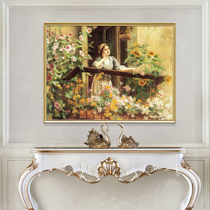 Tốt Nhất Người Bán 100% Handmade Phụ Nữ Với Hoa Bức Tranh Tường Acrylic Áp phích Vải Sơn Dầu Vẽ Tay Bức Tranh Và Tường Nghệ Thuật - Product Image 2