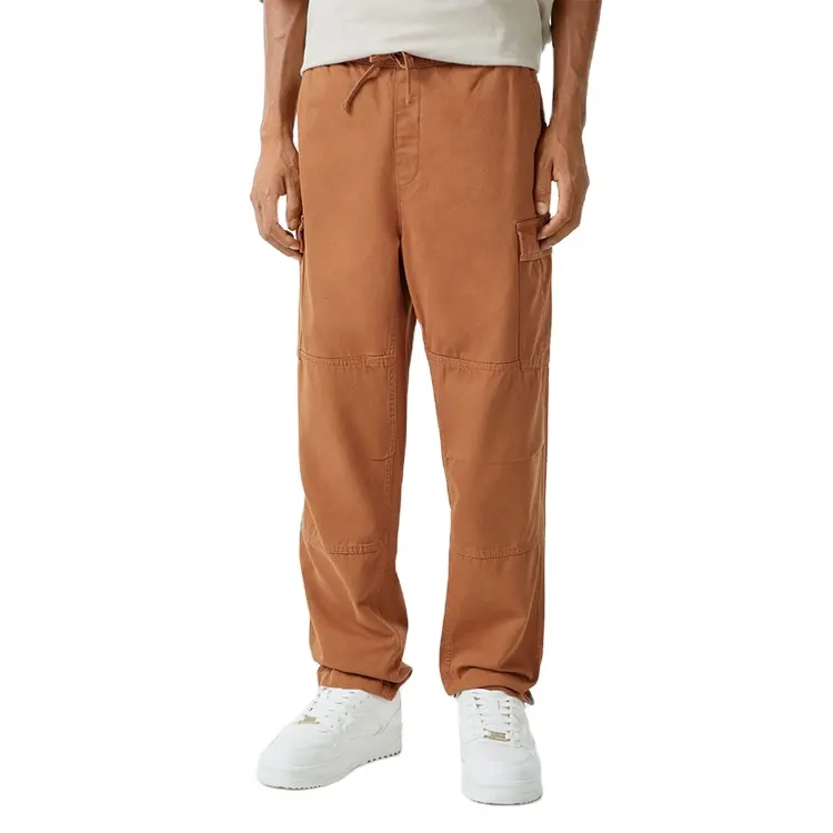 Regular fit flap pocket high quality men trousers customized logo drawstring waist cargo mens pants