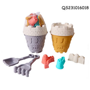 QS pas cher prix fabrication plage jouet coloré adultes bambin filles sable Paly pliant Silicone plastique plage jeu seau ensemble jouets - Product Image 3