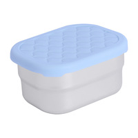 Boîte à lunch rectangulaire en acier inoxydable 304 230 ml avec couvercle en silicone de qualité alimentaire pour assiette de rangement pour collations pour enfants