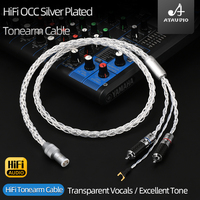Câbles Phono RCA Mâle OCC Plaqué Argent ATAUDIO HIFI pour Bras de Lecteur Vinyle, Haut-parleur et Microphone