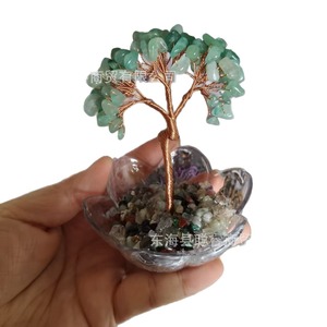 Natural <b>Crystal</b> Money <b>Tree</b> Heart Shape Transparent Bowl Home Desktop Decoration Yellow Floral Pattern Gift - Product Image 5