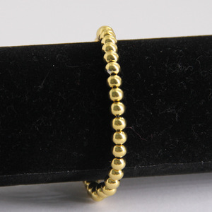 European American Style Stainless Steel 6Mm <b>Gold</b> Round <b>Bead</b> Elastic <b>Bracelet</b> For Women Gift Jewelry - Product Image 2