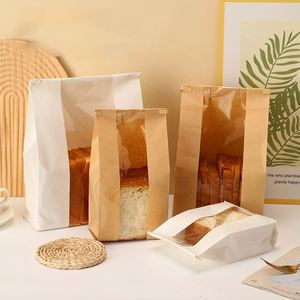 Custom Printed Food Grade Kraft Paper <b>Bag</b> with Window for Bread Croissant Toast Takeaway Packaging Recycled Materials - Product Image 4