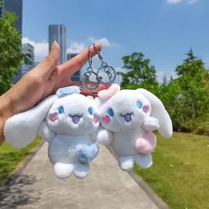 XRH sepasang 12cm Kawaii Sanrio Kuromi Kitty Anime boneka mainan boneka binatang liontin Plushie gantungan kunci dengan fase magnet