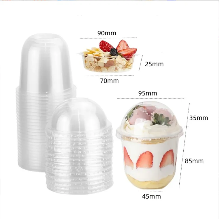 4OZ 8oz plástico afeitado nieve claro pequeño PP plástico yogur helado postre Mini taza con tapa