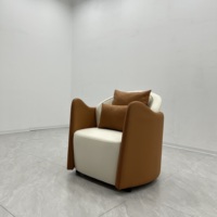 Fauteuil d'appoint moderne en cuir PU bicolore, fauteuil de salon commercial à base fixe, personnalisable pour hall d'hôtel et café