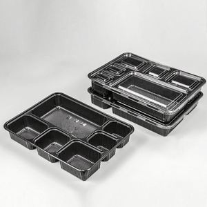 Disposable Six-Compartment Fast Food Box Food-Graided Thickened Rectangular Meal Packaging Lunch <b>Plastic</b> <b>Plates</b> <b>Bowls</b> - Product Image 1