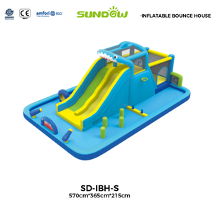 Château gonflable commercial Sundow, château gonflable en forme de requin de dessin animé avec toboggan - Product Image 2