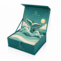 Boîte cadeau pop-up sur le thème de l'océan, art en papier 3D superposé, emballage rigide, design queue de baleine pour cadeaux haut de gamme et kits de marque