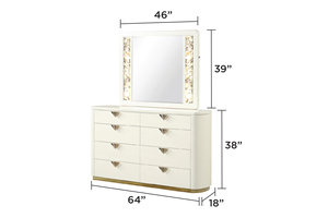 Antique Style 5 <b>Pc</b> Queen Upholstered Bedroom <b>Set</b> for Hotel Use Made with Wood and Gold Accents in Beige - Product Image 2