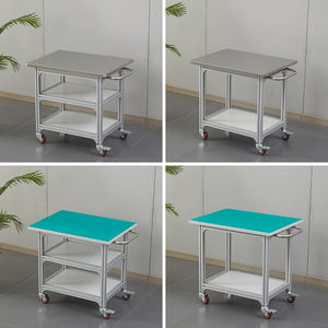 Chariot industriel mobile à deux niveaux personnalisable - <span class=keywords><strong>Plan</strong></span> <span class=keywords><strong>de</strong></span> <span class=keywords><strong>travail</strong></span> en acier inoxydable/anti-statique pour entrepôt et ligne <span class=keywords><strong>de</strong></span> production - Product Image 5