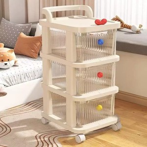 Chariot de rangement portable multifonctionnel avec 3 tiroirs transparents sur roulettes pour organiser le salon, la cuisine, la chambre - Product Image 1