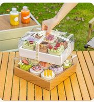 Boîte à gâteaux portable à quatre compartiments, 4/6 trous, multi-pièces, transparente, pour emballage de desserts, boîtes d'expédition, petites coupelles à mousse, vente chaude