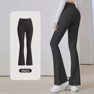 Ventes chaudes – Pantalon de yoga évasé sans couture blanc à logo personnalisé, très élastique, pour femme, idéal pour la gym, la <span class=keywords><strong>danse</strong></span> et la course à pied - Product Image 2