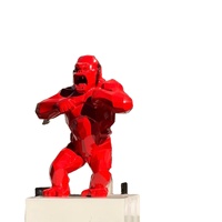 Statue géante en résine de gorille rouge, sculpture du personnage King Kong pour la décoration commerciale intérieure et extérieure