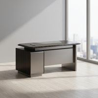 Bureau de direction convertible avec plateau en MDF et PVC, structure métallique durable, design élégant, espaces de travail corporatifs modernes, bureau en forme de L ergonomique