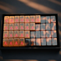 Jeu de Mahjong de Luxe de Haute Qualité en Acrylique Effet Écaille de Tortue, Style Américain, 160 Tuiles de Mahjong Personnalisées Imprimées en Couleur pour le Poker