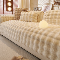 Housse de canapé en fausse fourrure de lapin ultra douce, antidérapante, rectangulaire, avec housse de coussin décorative – Collection Hot Sale