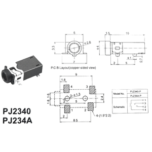 Interface audio PC PJ-234, connecteur 2,5 mm, prise 4 broches à montage en surface pour casque d'ordinateur - Product Image 6