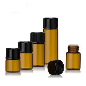 100pcs 1ml/2ml/3ml/5ml Empty Essential Oil Glass Vials Mini Brown Amber Perfume Glass Sample Bottles