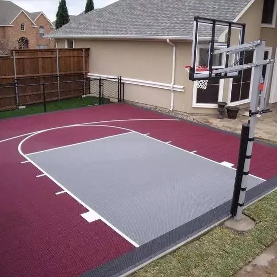 Desain portabel untuk olahraga luar ruangan halaman belakang basket Court TPV saling mengunci ubin lantai