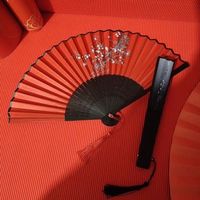 Kipas Lipat Kain Cina Buatan Tangan, Rangka Kayu, Sutra, Rumbai Bambu, Gaya Jepang, Kipas Mini, Dekorasi Pernikahan