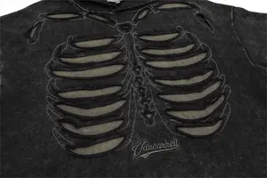 2024 New Fashion Gothic Hoodie Vintage Distressed Embroidery Acid Wash Cotton Oversize Pullover Hoodie Unisex