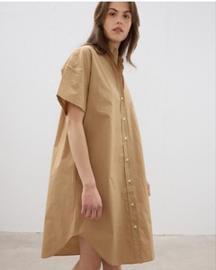 Abito chemisier estivo da donna a maniche corte in popeline 100% cotone, stile casual con fiocco, 4 colori - Collezione australiana - Product Image 1