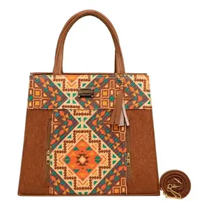 Bolso Tote de Yute Color Camel para Mujer, Marca Emiliana, Tamaño Mediano, con Cierre de Cremallera, para la Playa o Compras - Product Image 1