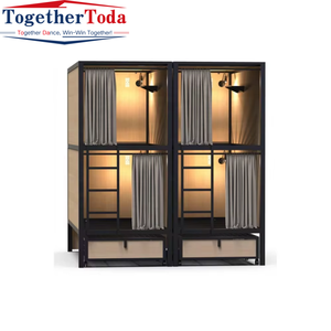 <span class=keywords><strong>Lit</strong></span> superposé moderne et confortable avec rideaux et rangement pour maximiser l'espace dans les auberges, les dortoirs partagés et les hébergements économiques - Product Image 1