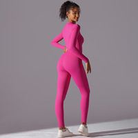 Winter dames yogakleding lange mouwen één-delige yogajumpers fitness sport bodysuit sportkleding atletische rompers met rits