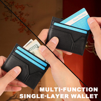 Nouveau Portefeuille Porte-Cartes Court en Cuir Véritable Écologique Style Normcore/Minimaliste, Sac à Main Designer Noir pour Hommes
