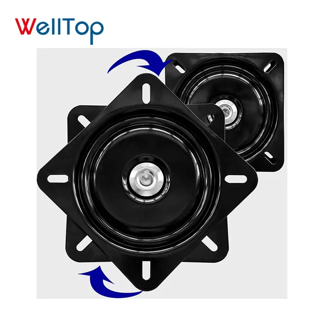 WELLTOP Furniture Hardware Black Heavy Duty Swivel Plate Round Chair Base Rotating Swivel Plate With Solid Ring Of Ball Bearing