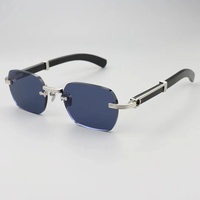 Monture de lunettes en corne de buffle blanche haut de gamme avec logo personnalisé, lunettes de soleil sans monture en corne de buffle noire, lunettes de soleil sans monture