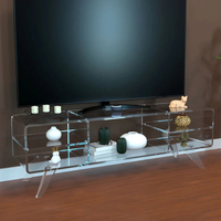 Nouveau meuble TV traditionnel en acrylique transparent avec étagères de rangement ouvertes et logo personnalisé, meubles de salon