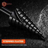 3 paquets de forets étagés en spirale 1/4 "à tige hexagonale et cône noir pour acier rapide