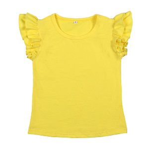 T-shirts pour bébés filles, hauts d'été à volants de couleur unie, style boutique, sans MOQ, prêts à expédier - Product Image 3