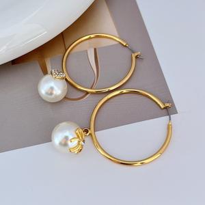 Nuevos pendientes colgantes de perlas de lujo, pendientes de aro para caballeros con lazo de amor, joyería fina de alta calidad de moda religiosa de circón - Product Image 5