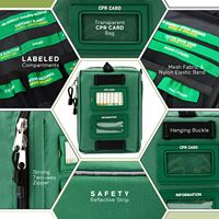 Trousse de premiers secours portable XUANLAN 165 pièces en tissu Oxford vert imperméable et durable pour le traitement essentiel des blessures et la sécurité