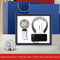ZMHQ Ensemble Cadeau de Noël 2027 : Éventail Pliable + Masseur de Cou + Batterie Externe - Souvenir de Mariage pour les Invités