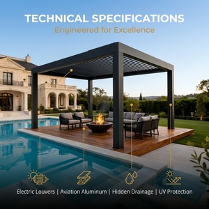 Pergola solaire HENLIXO pour jardin, pergola photovoltaïque avec toit à lames orientables électriques solaires, pergola en aluminium - Product Image 6