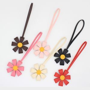 New <b>Charms</b> Pu Leather Three-Dimensional Multi-Petal Flower <b>Bag</b> Pendant Keychain for Women - Product Image 2