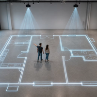 Projecteur laser Colable 4K 3D, système de projection proportionnelle 1:1, pour applications de conception de maisons de 800 pieds carrés