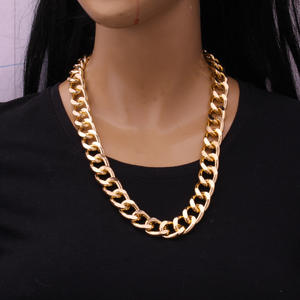 Gold Chunky Chain <b>Necklace</b> Zinc Alloy Geometric Design Party Fashion Men's <b>Statement</b> Jewelry - Product Image 1