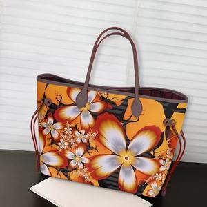 Lüks PU deri kadınlar omuz çantaları Hawaii Hibiscus çiçekler baskı büyük tote çanta kadın çanta ve çantalar için özel baskı - Product Image 3