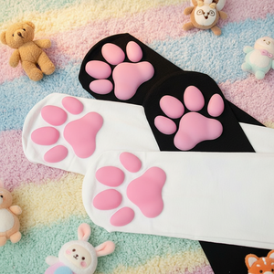 Chaussettes hautes en nylon antibactériennes à imprimé patte de <span class=keywords><strong>chat</strong></span>, motif animal, mignonnes, rembourrage en silicone, style anime - Product Image 5