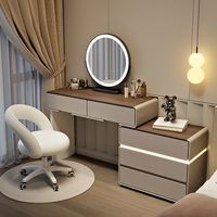 Table de Maquillage Moderne et Durable, Modèle 2025, Luxe Léger, Miroir Éclairé Pliable pour Salon, Table de Maquillage Simple en Stock