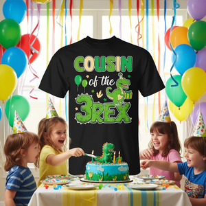 T-shirt assorti pour la famille des dinosaures, cousins ​​des 3 Rex, pour anniversaire - Product Image 3